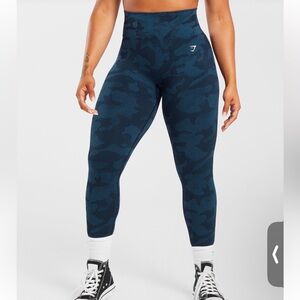 Gymshark Adapt Camo Seamless Ribbed Liggings Sz 6 in Midnight blue